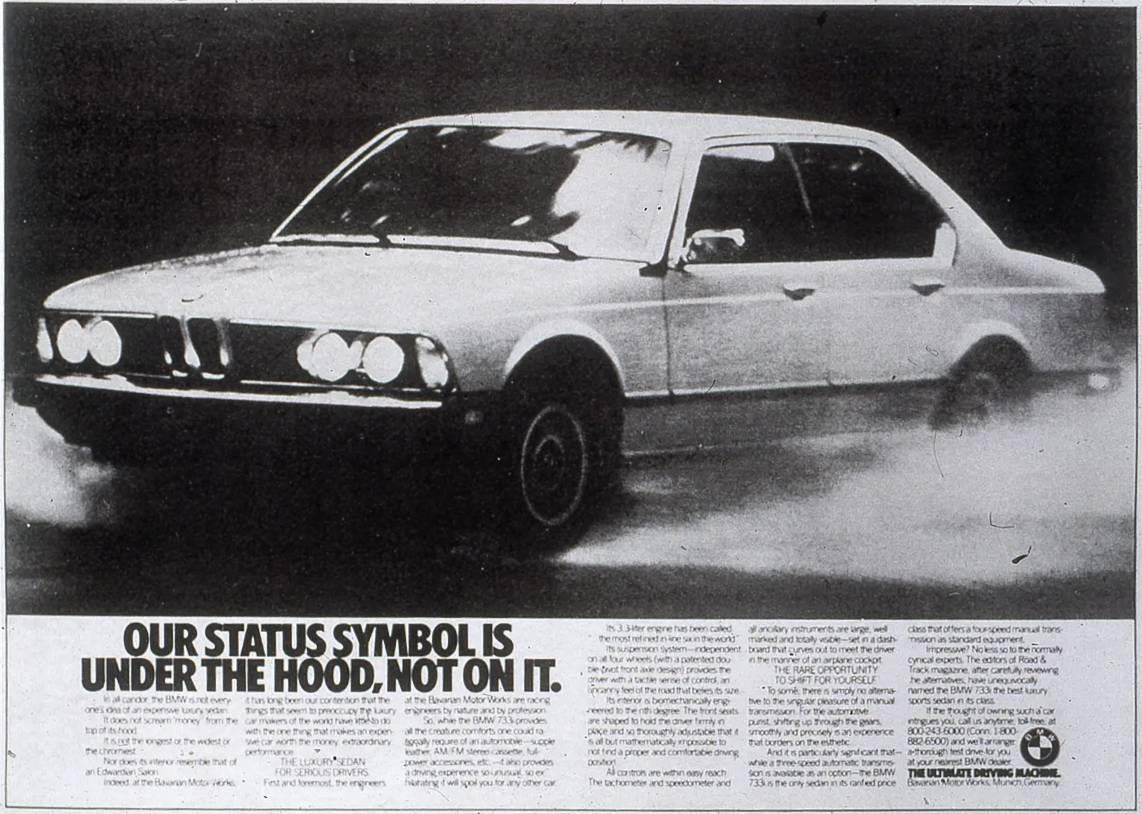 The first BMW print advertisement in the USA