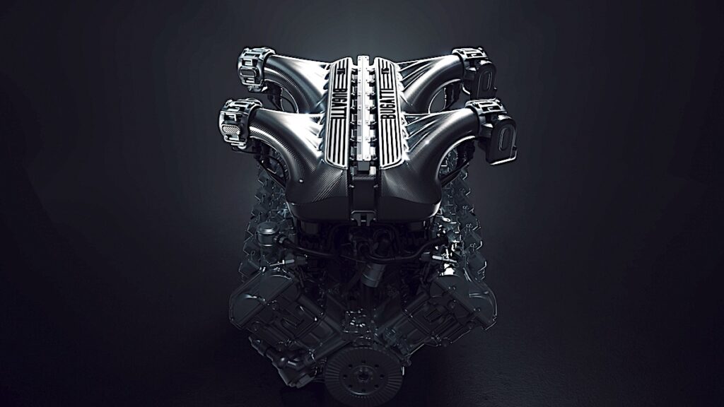 The V16 engine from the Bugatti Tourbillon