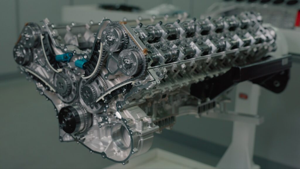 The V16 engine from the Bugatti Tourbillon