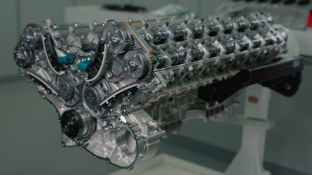 The V16 engine from the Bugatti Tourbillon