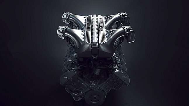 The V16 engine from the Bugatti Tourbillon