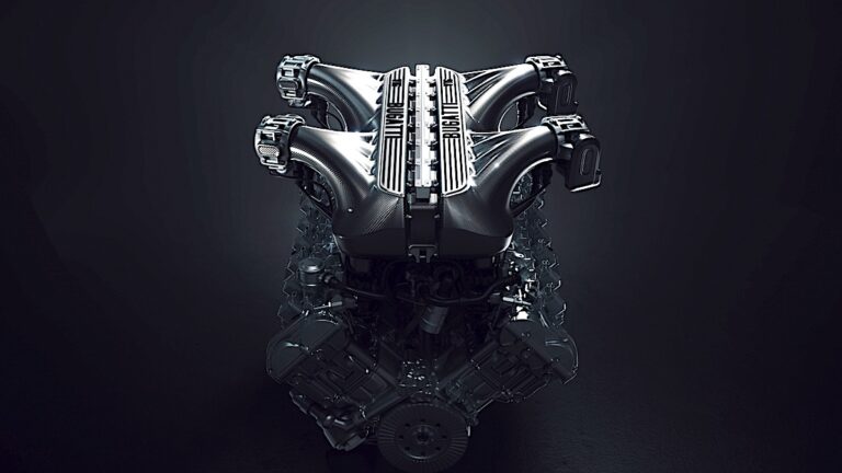 The V16 engine from the Bugatti Tourbillon