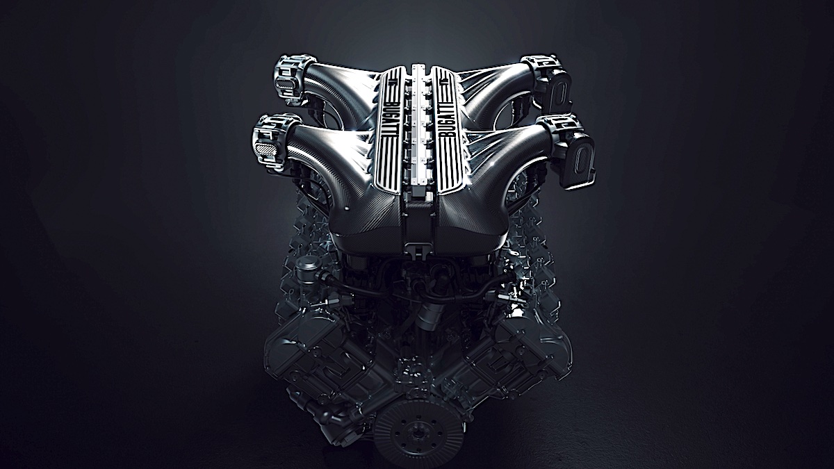 The V16 engine from the Bugatti Tourbillon