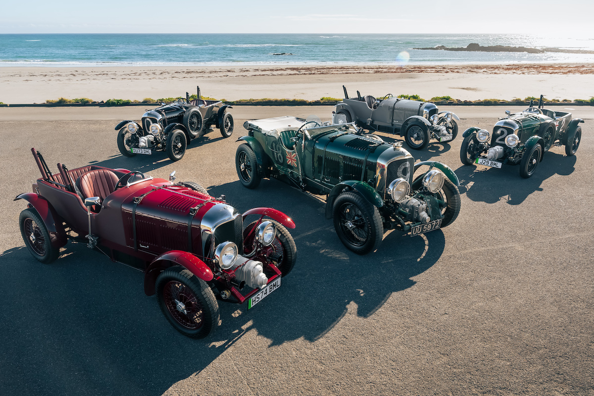 Four Bentley Blower Jnr models with an original Blower centrally