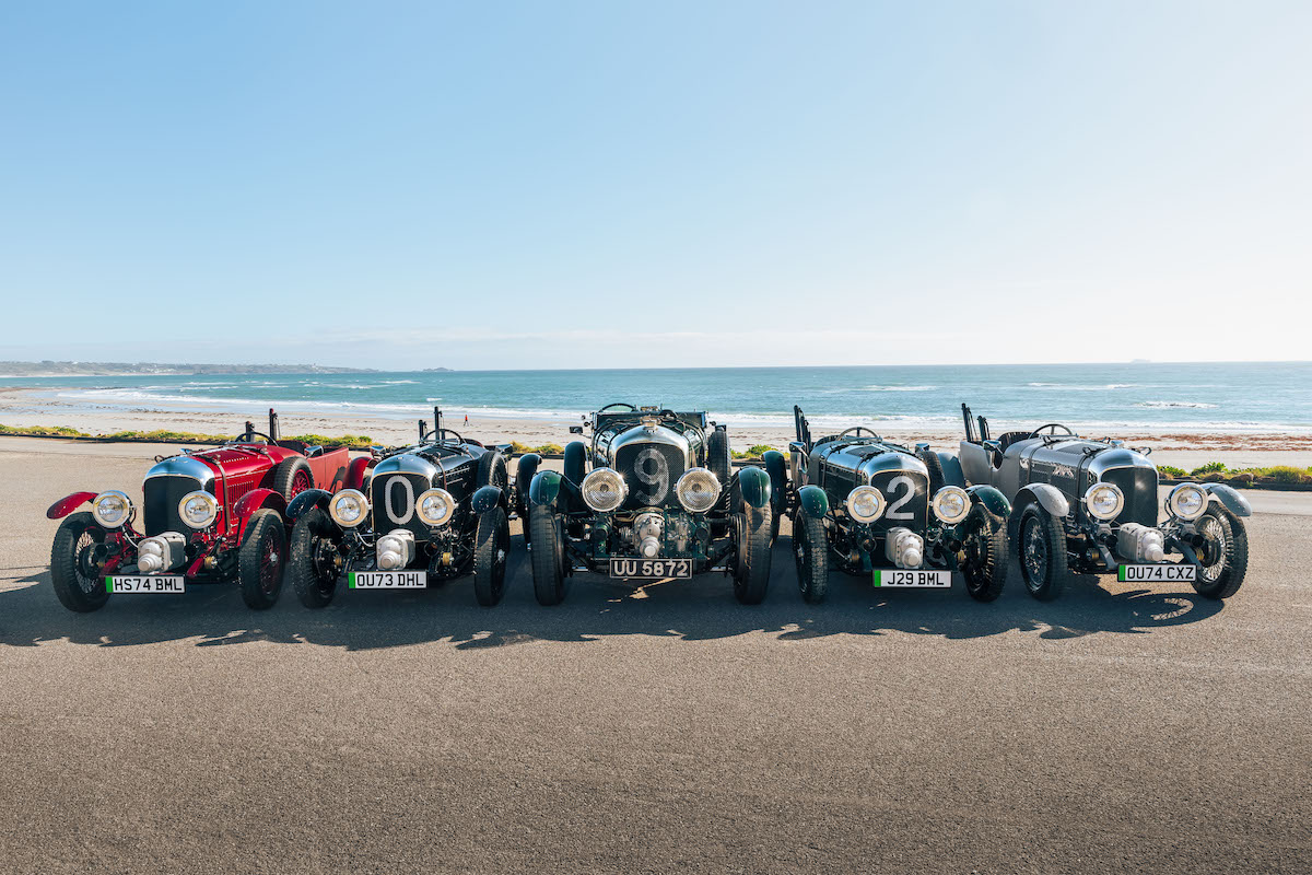 Four Bentley Blower Jnr models with an original Blower centrally