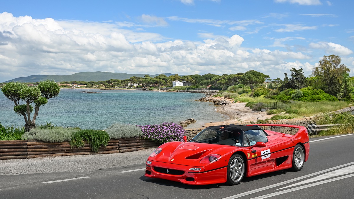 Red Ferrari F50 on the 2025 Legacy Tour in Italy