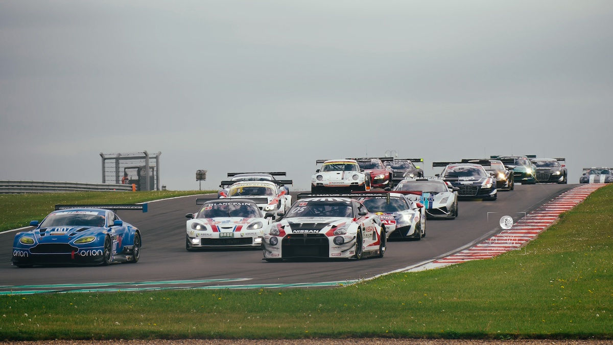GT3 Legends series cars on track during their formation lap