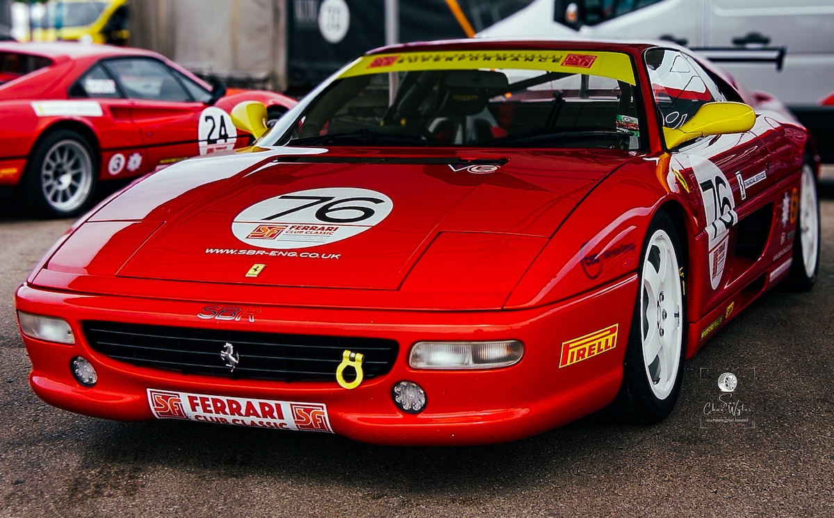 A Ferrari F335 Challenge in the open-paddock before assembly to race in the Superperformance Ferrari Club Classic