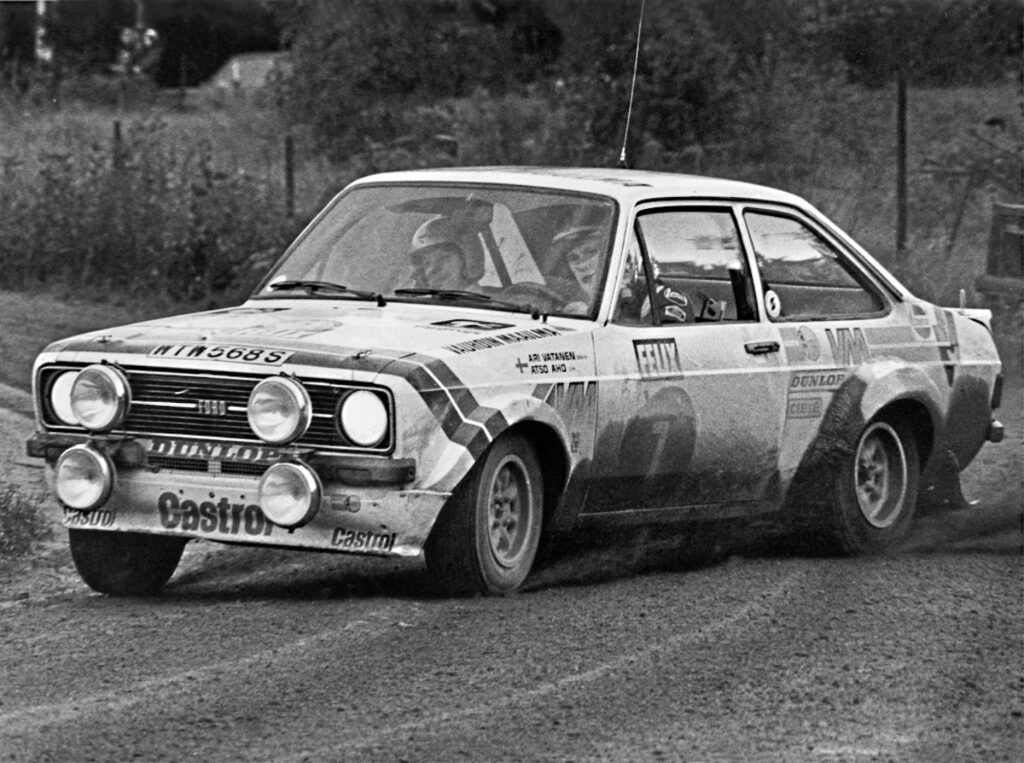 Ari Vatanen drives a Ford Escort RS1800 at the 1978 1000 Lakes Rally (Rally Finland)