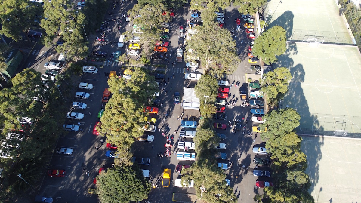 Aerial view of Northern Beaches Car and Bike Show