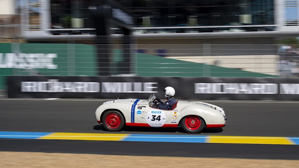 Skoda classic race car driving at Le Mans