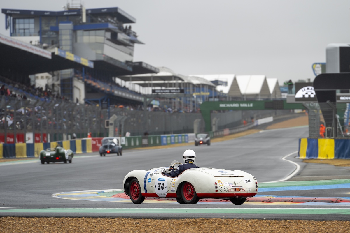 Skoda classic race car driving at Le Mans