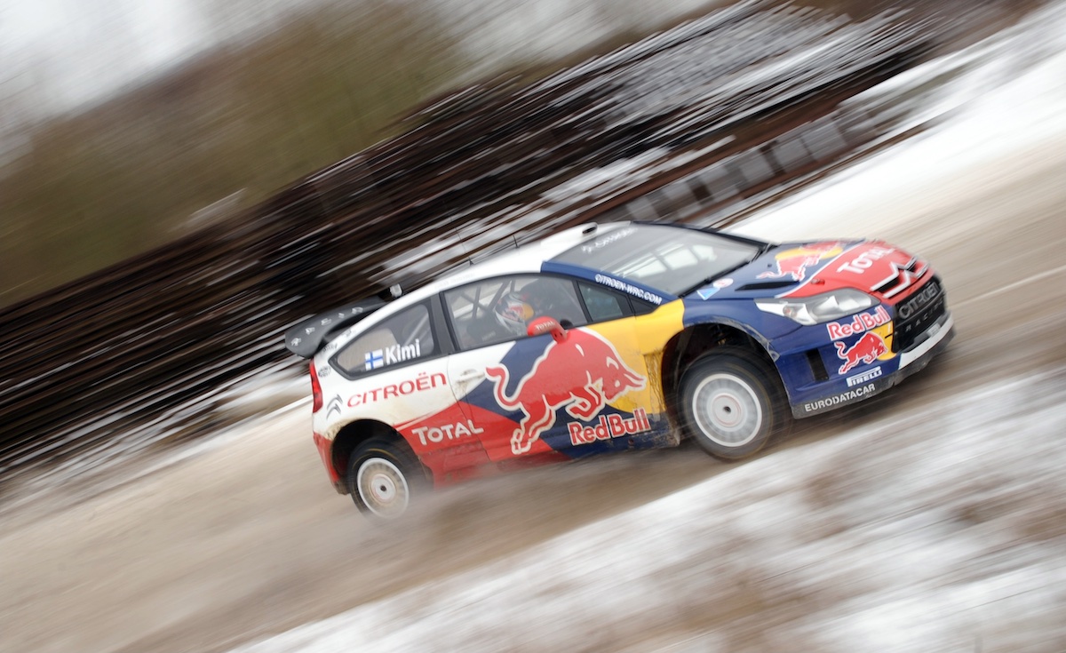 Kimi Raikkonen driving the Citroen C4 WRC