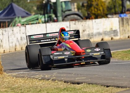 Outright winner Dean Amos on track at Historic Leyburn Sprints