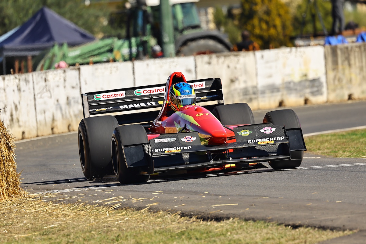 Outright winner Dean Amos on track at Historic Leyburn Sprints