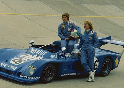 Marie-Claude Beaumont and Lella Lombardi with Alpine-Renault A441 C Le Mans prototype
