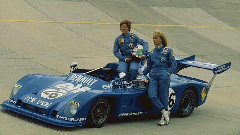 Marie-Claude Beaumont and Lella Lombardi with Alpine-Renault A441 C Le Mans prototype