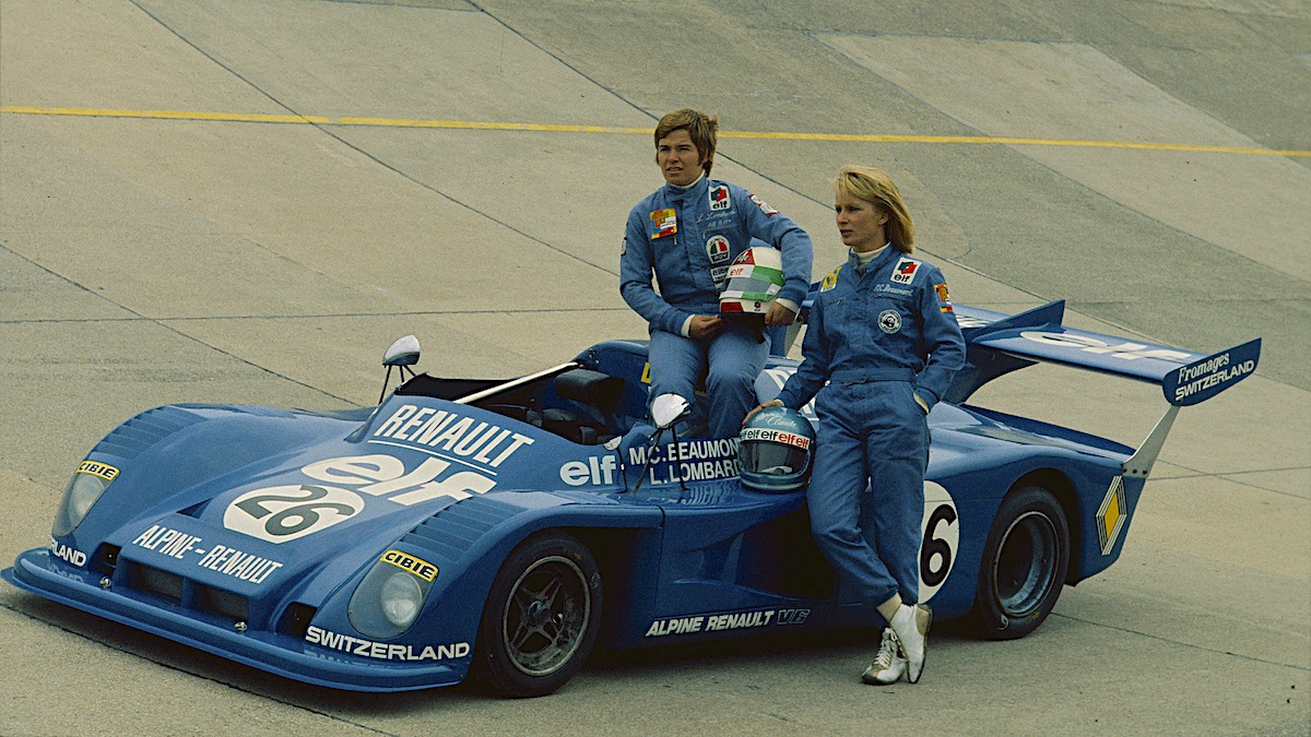 Marie-Claude Beaumont and Lella Lombardi with Alpine-Renault A441 C Le Mans prototype