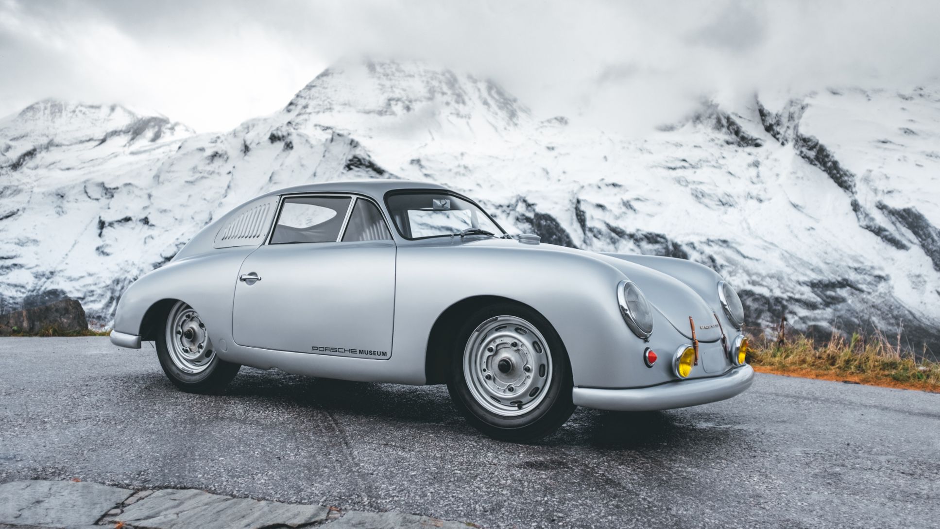 Porsche 356 at Grossglockner mountain in Switzerland