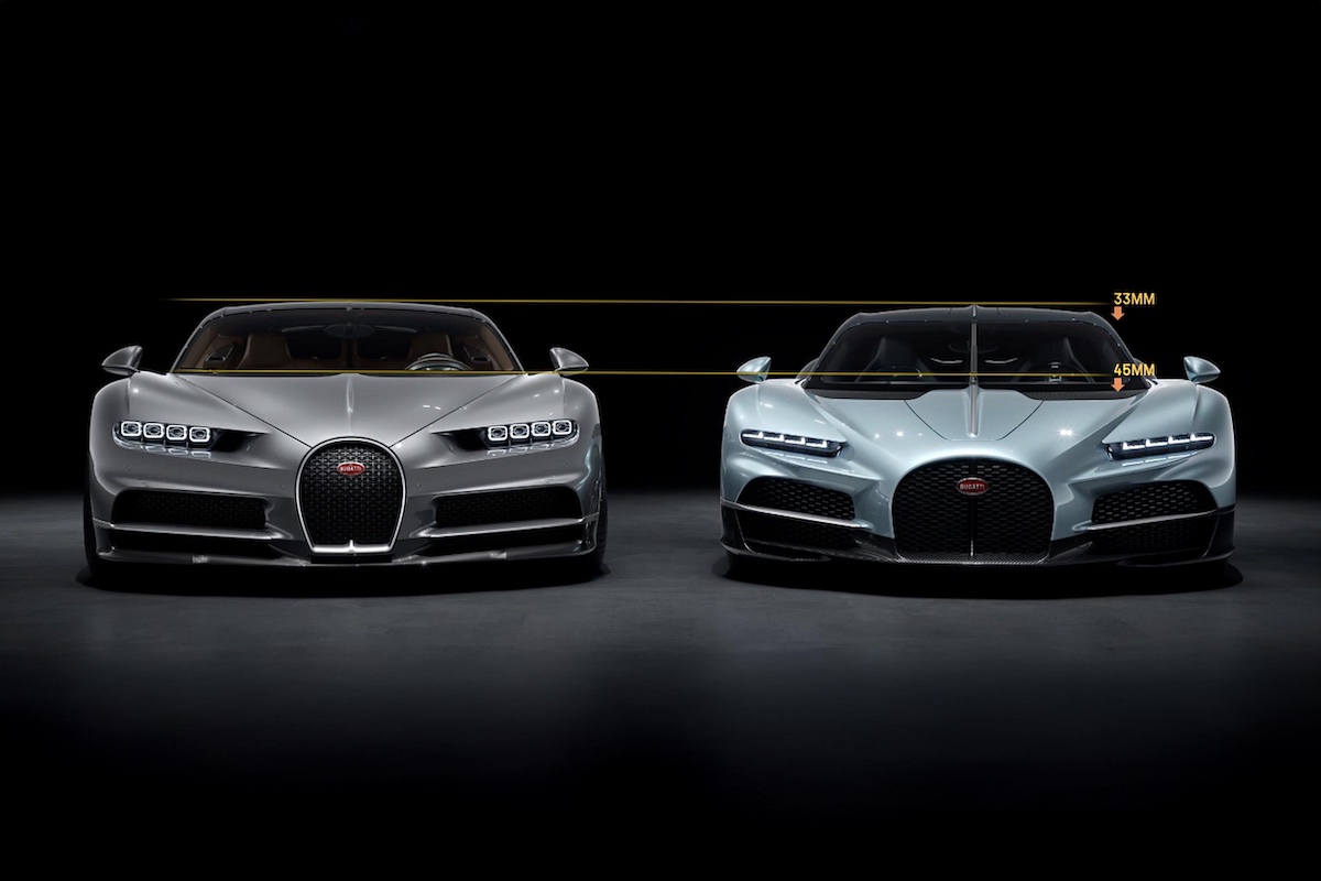 Bugatti Chiron and Tourbillon design comparison