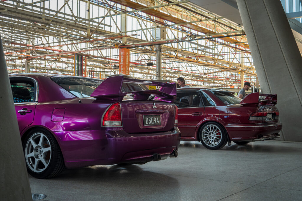 Modified Mitsubishi Magnas on display at the former Mitsubishi Factory site in Tonsley Park, Adelaide