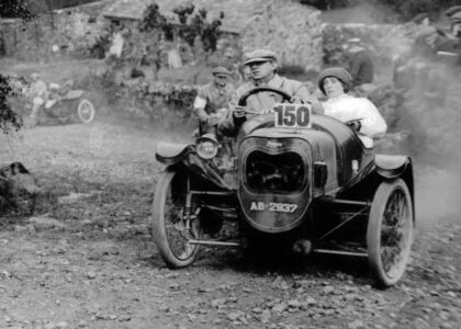 Henry Morgan at the wheel of the 1911 Morgan Runabout