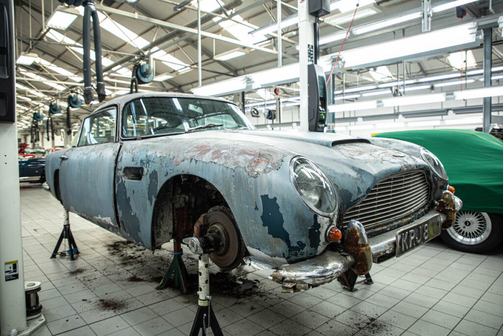 Mr and Mrs Williams' 1965 DB5 Vantage pre-restoration in 2022