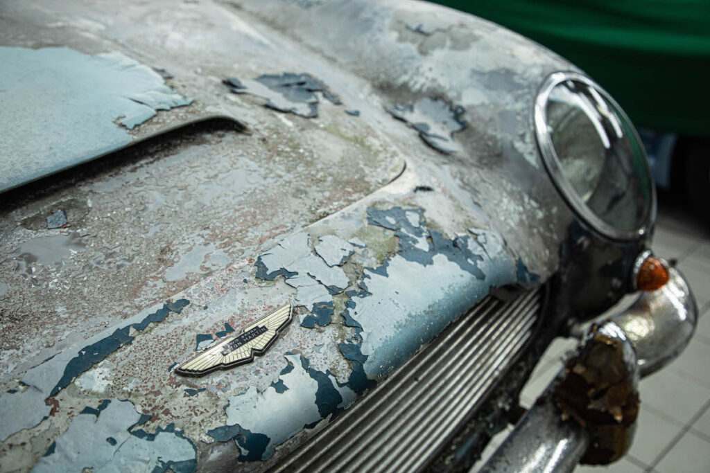 Mr and Mrs Williams' 1965 DB5 Vantage pre-restoration in 2022