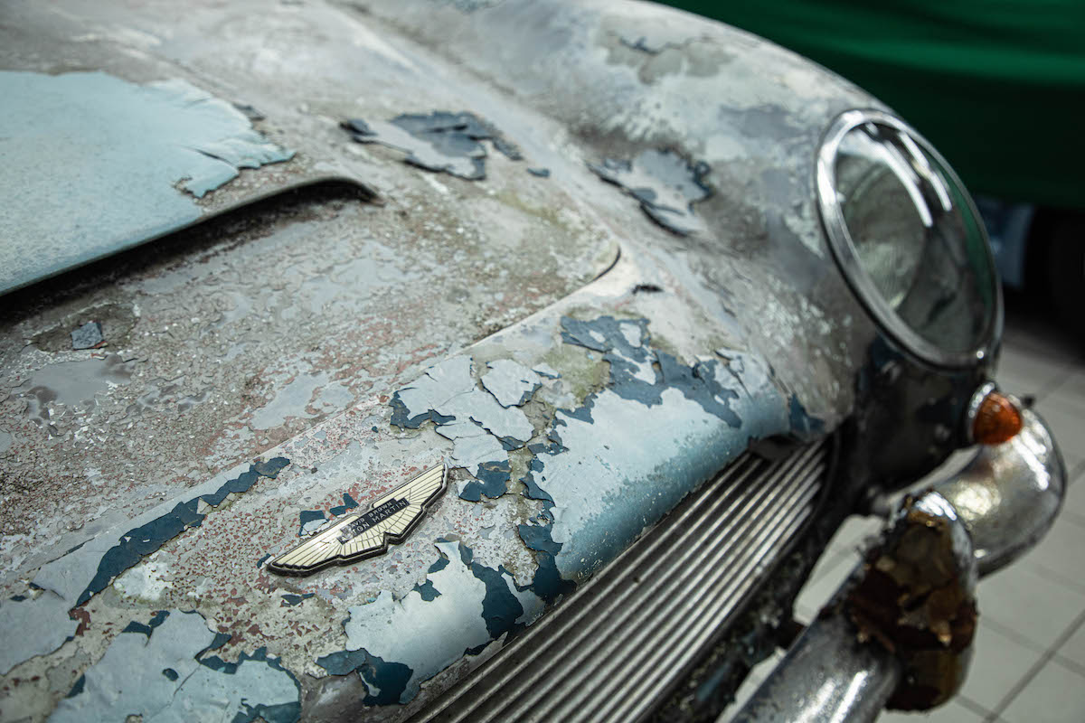 Mr and Mrs Williams' 1965 DB5 Vantage pre-restoration in 2022