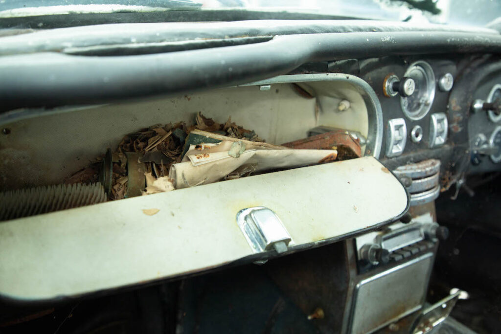 Mr and Mrs Williams' 1965 DB5 Vantage pre-restoration in 2022