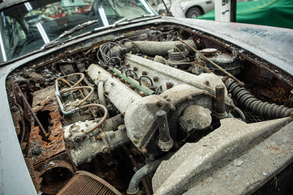 Mr and Mrs Williams' 1965 DB5 Vantage pre-restoration in 2022
