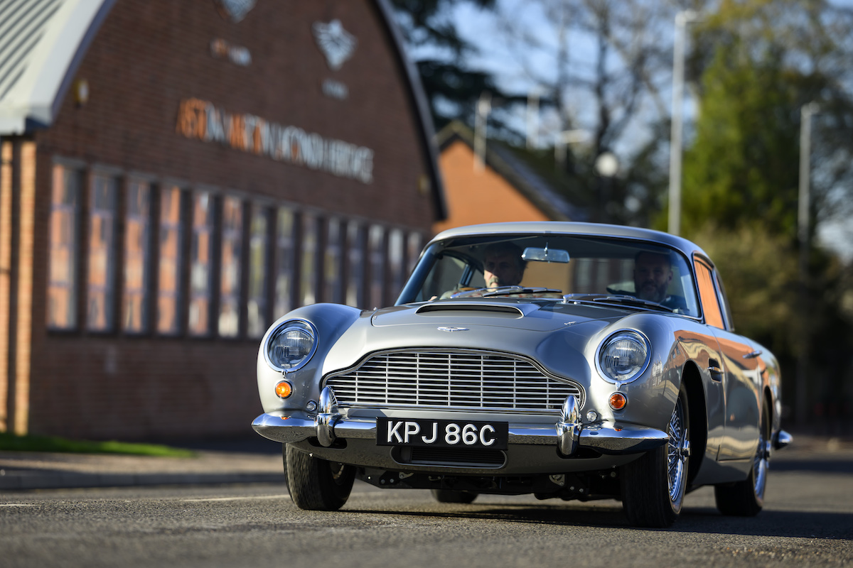 Mr and Mrs Williams enjoying their restored DB5 Vantage