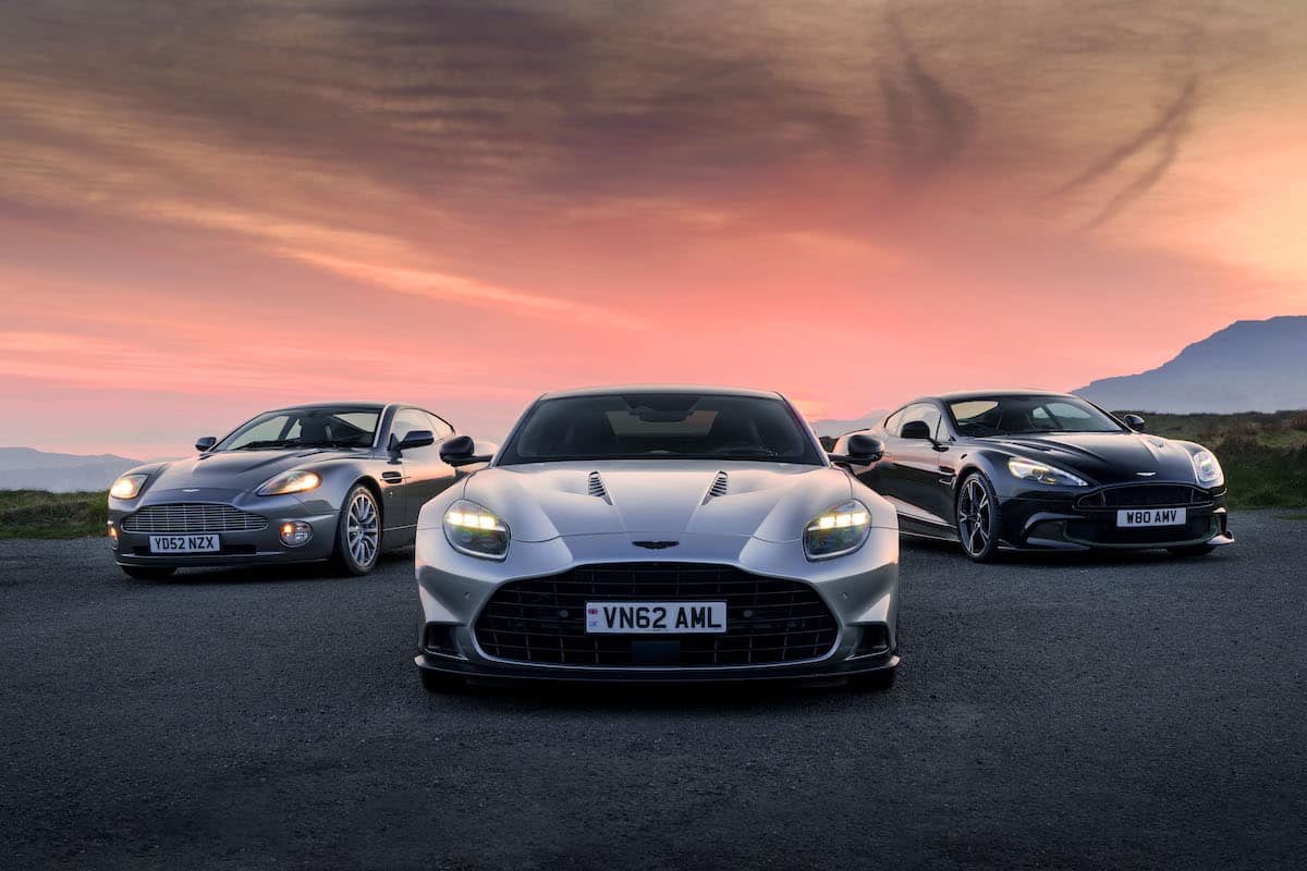 All three generations of Aston Martin Vanquish together
