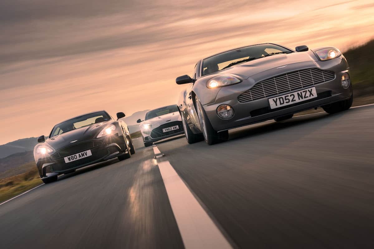 All three generations of Aston Martin Vanquish together
