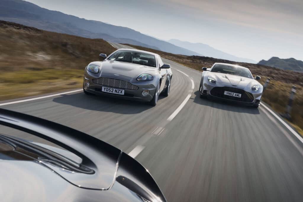 All three generations of Aston Martin Vanquish together