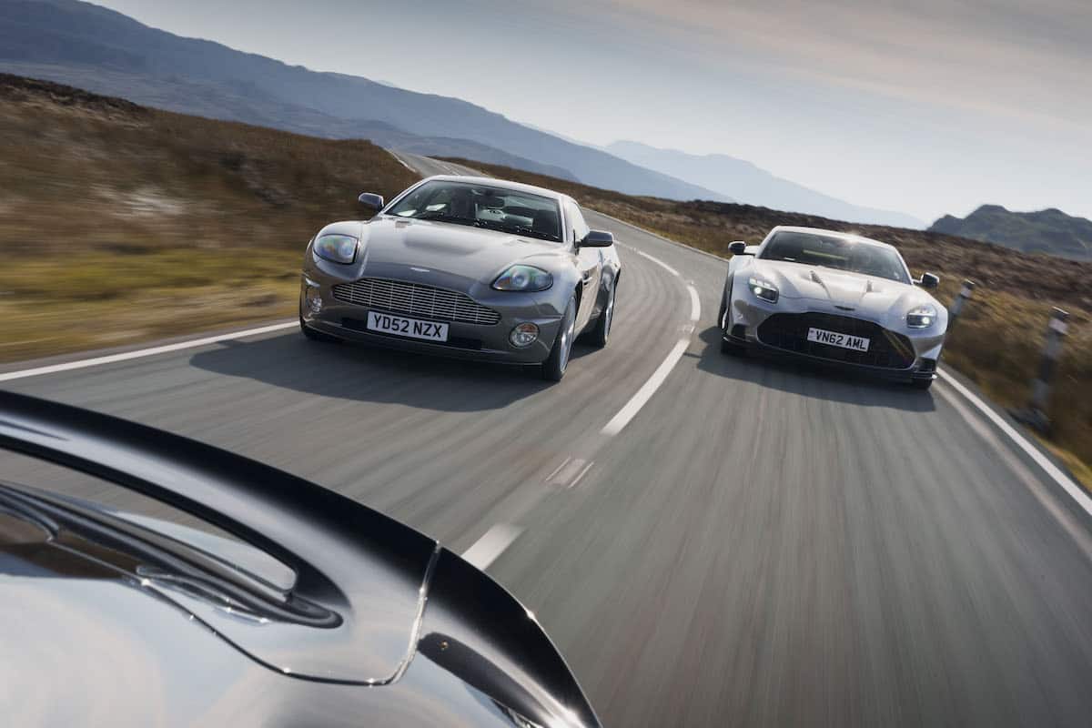 All three generations of Aston Martin Vanquish together
