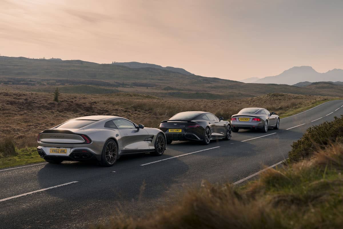 All three generations of Aston Martin Vanquish together
