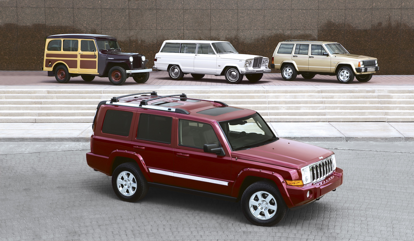 2006 Jeep Commander design cues were inspired by classic Jeep vehicles, such as with Willys Station Wagons (1946 to 1962), the Jeep Wagoneer (1963 to 1991), and the Jeep Cherokee (1984 to 2001).