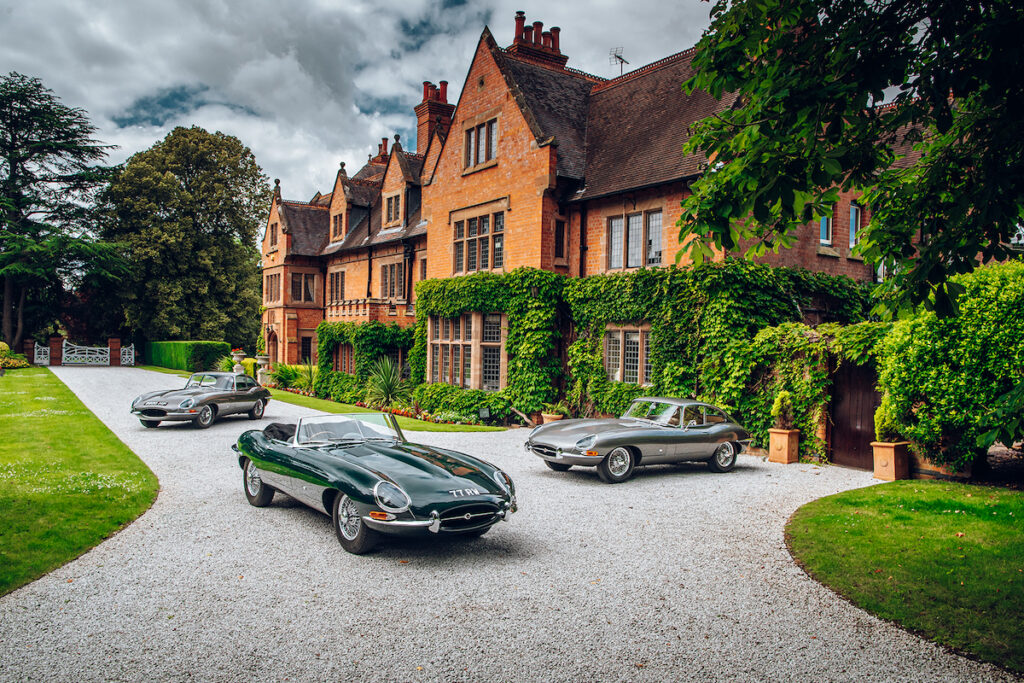 The three original launch Jaguar E-Types have been reunited at Wappenbury Hall to celebrate the car’s 60th anniversary Wappenbury Hall was the long-time home of Jaguar founder, Sir William Lyons