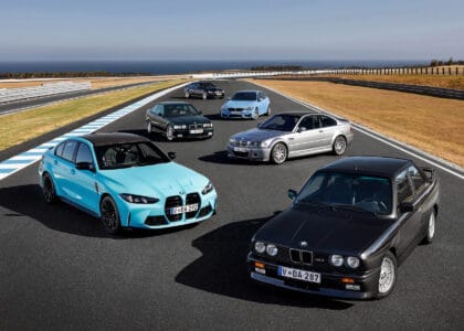 All six BMW M3 generations together at Phillip Island