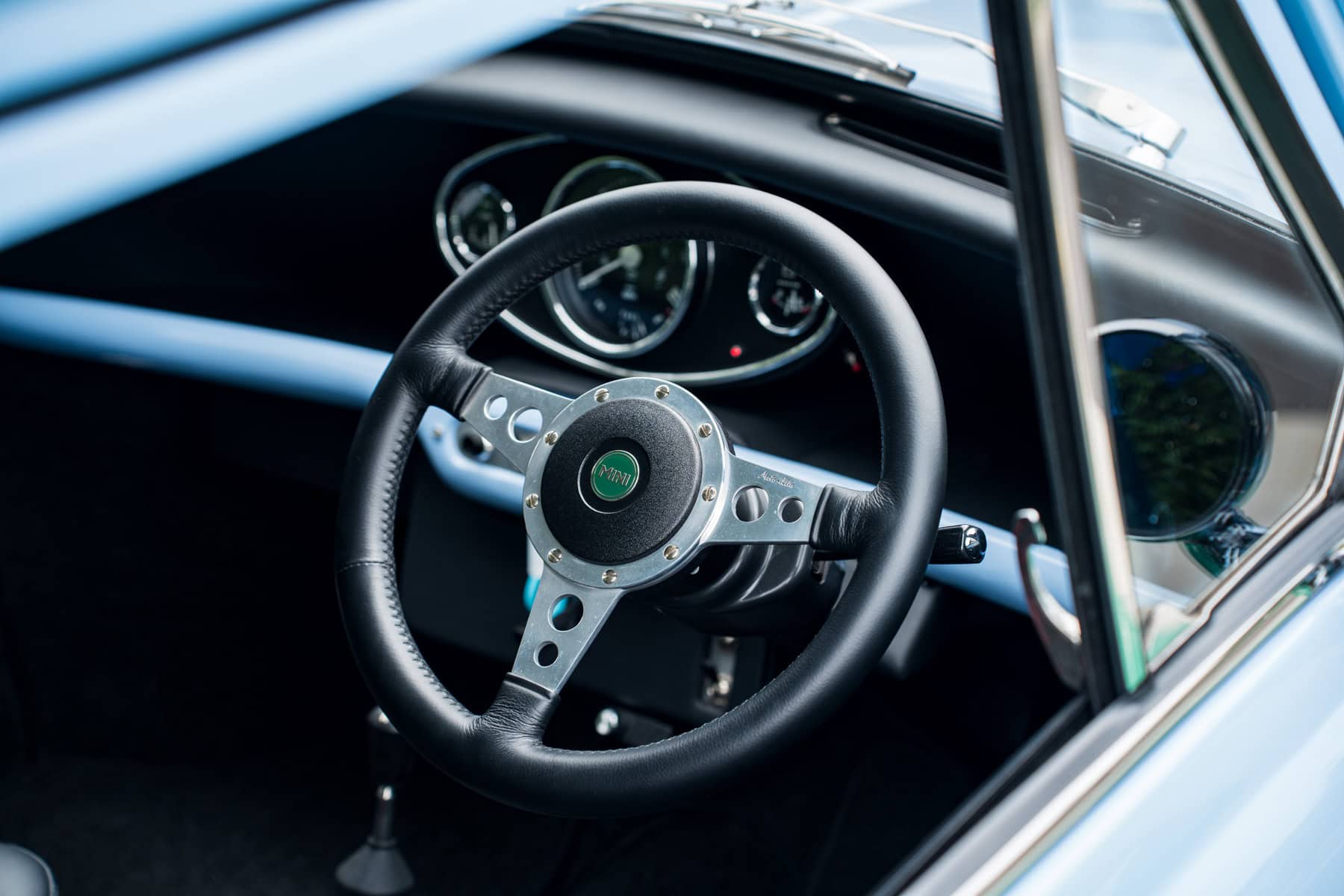 1971 Mini Classic converted to an EV with a Tesla Model 3 small motor by Modern Classic Cars Foundation