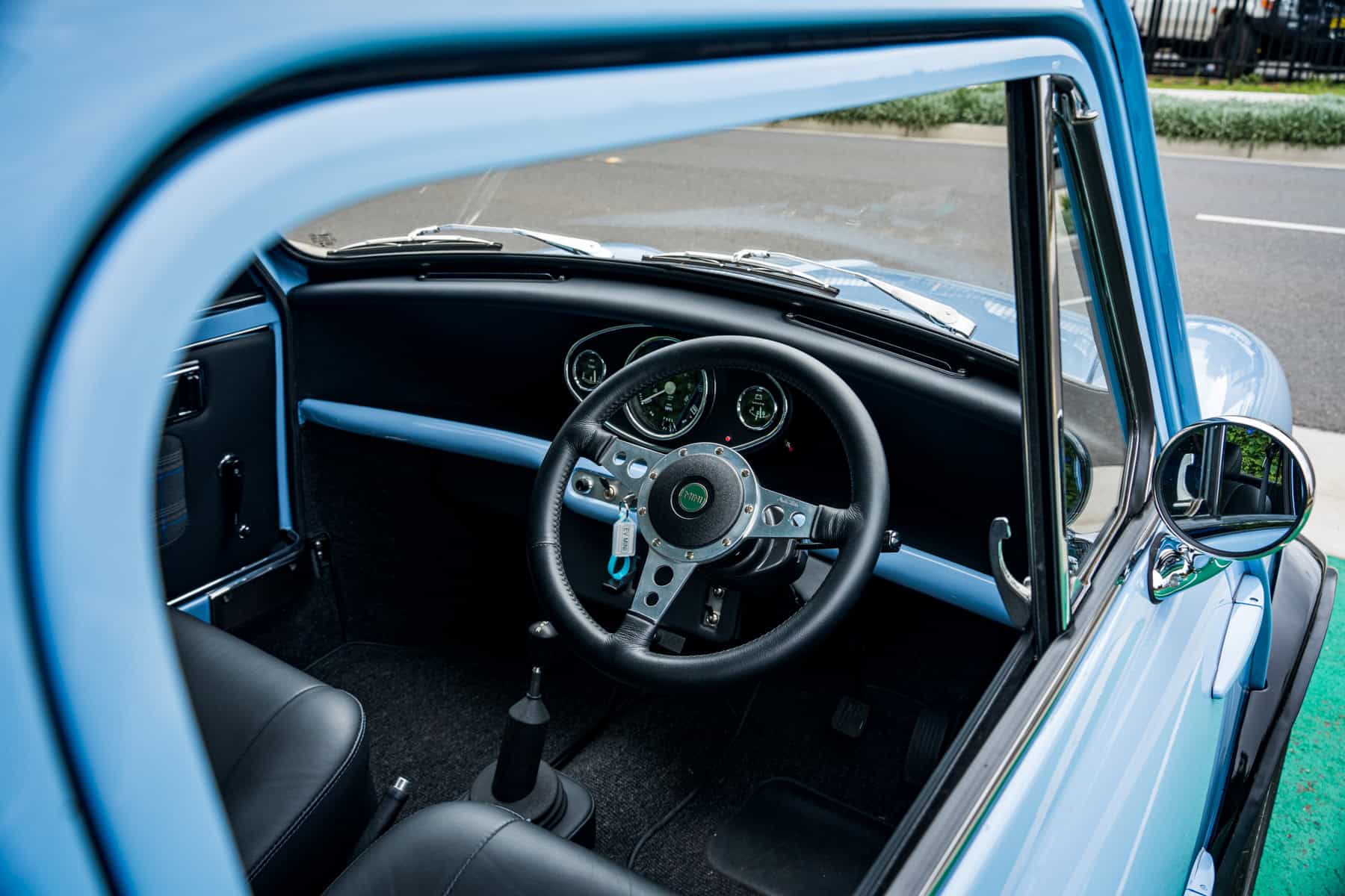 1971 Mini Classic converted to an EV with a Tesla Model 3 small motor by Modern Classic Cars Foundation
