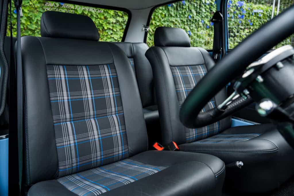 1971 Mini Classic converted to an EV with a Tesla Model 3 small motor by Modern Classic Cars Foundation