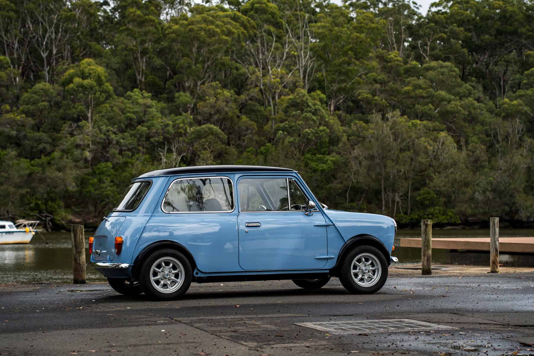 1971 Mini Classic converted to an EV with a Tesla Model 3 small motor by Modern Classic Cars Foundation