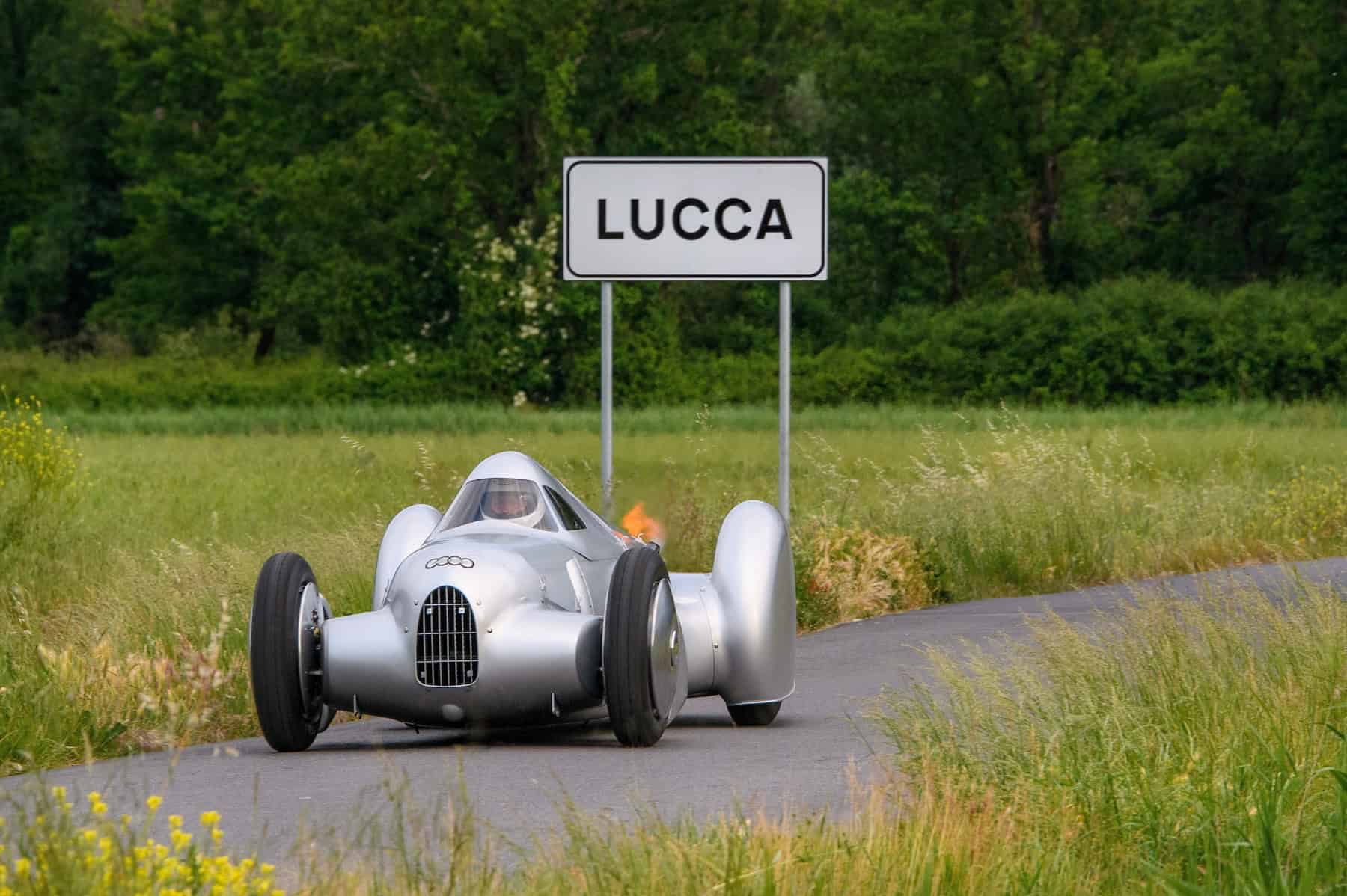 Audi recreated the Auto Union Lucca. Driving shot taken in Lucca, Italy, at the beginning of May 2026.