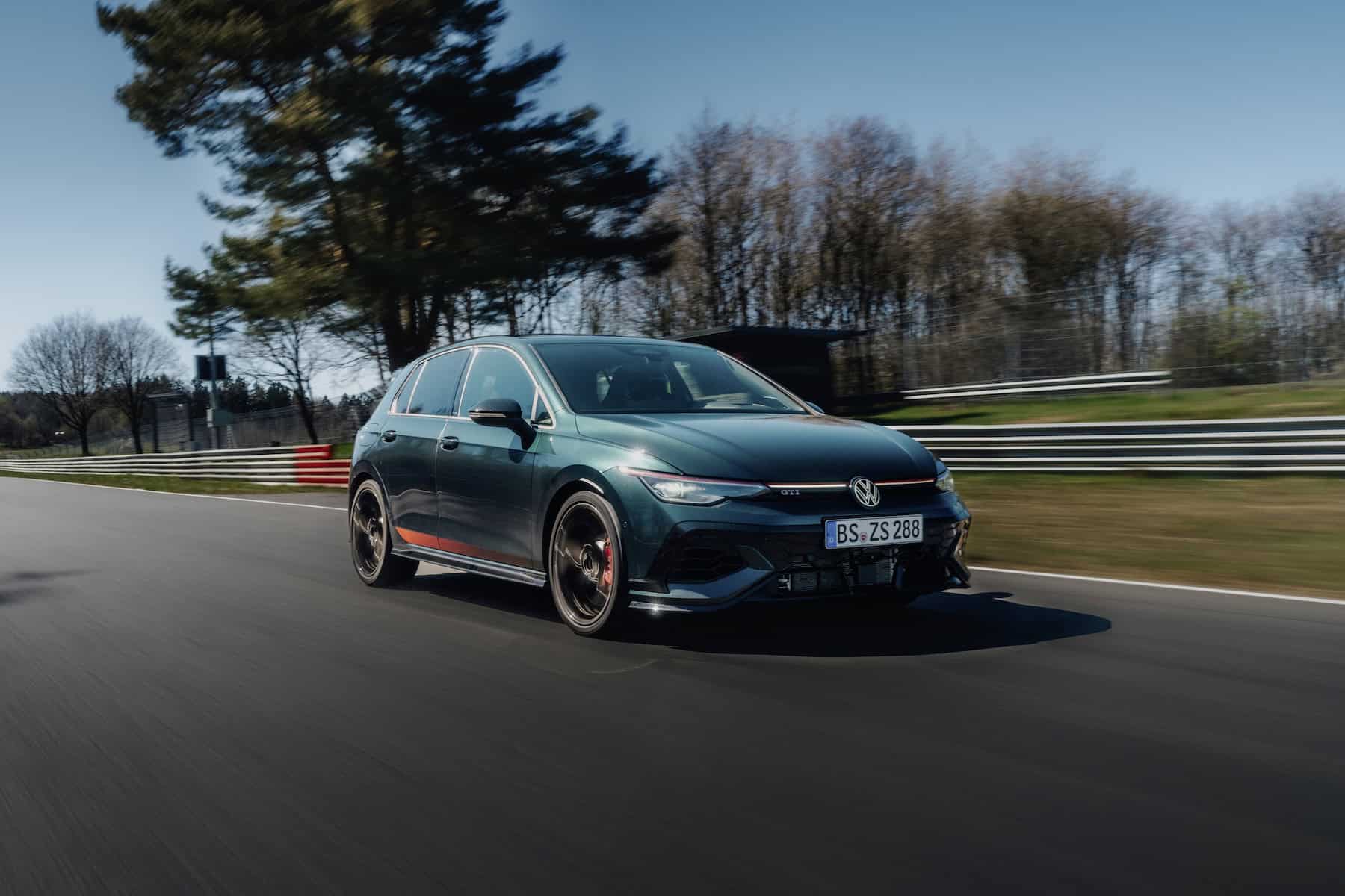 Volkswagen GTI Edition 50 driving on the Nurburgring