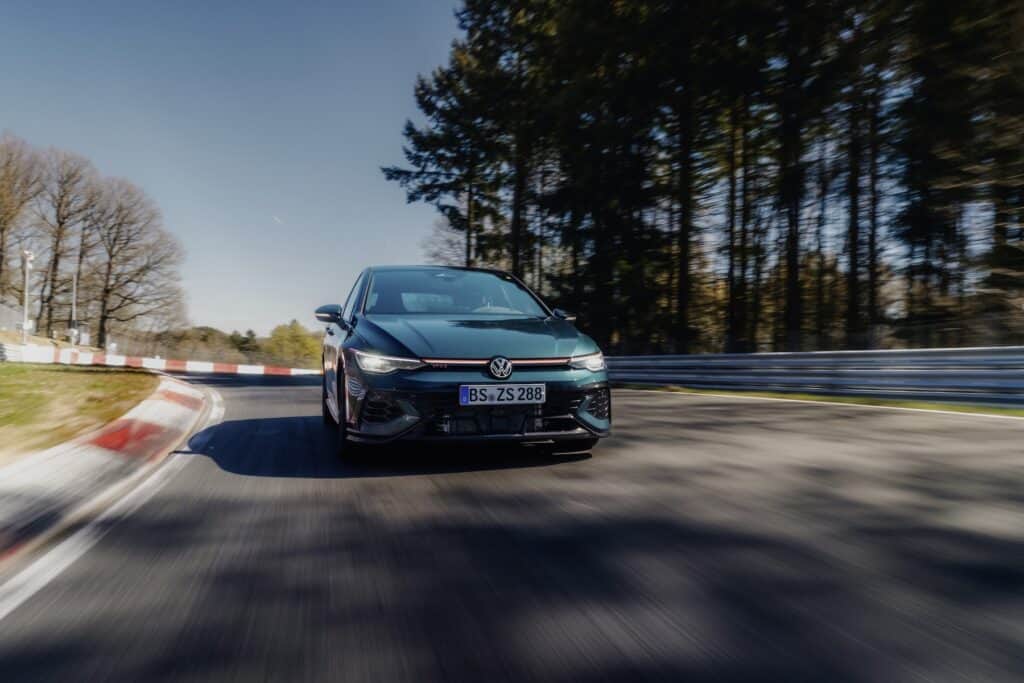 Volkswagen GTI Edition 50 driving on the Nurburgring
