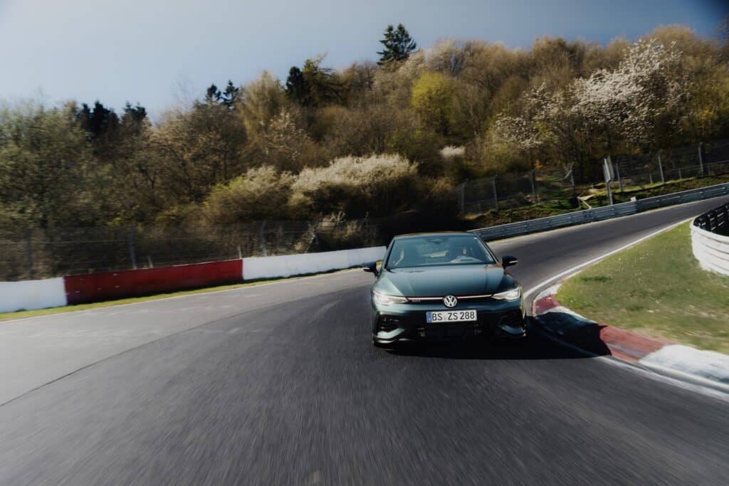 Volkswagen GTI Edition 50 driving on the Nurburgring
