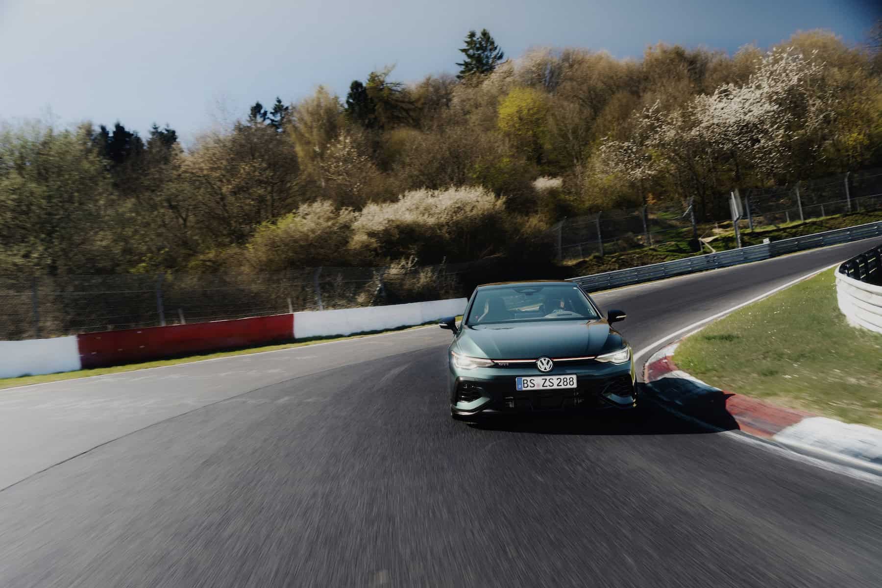 Volkswagen GTI Edition 50 driving on the Nurburgring