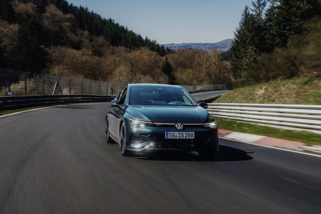 Volkswagen GTI Edition 50 driving on the Nurburgring